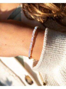 Genuine Ethiopian Opal Bracelet Gold Paperclip Chain October Birthstone